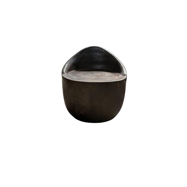 Wood Sculptural Lounge Chair Carved From Solid Suar Wood, Modern Organic For Sale - Image 7 of 8