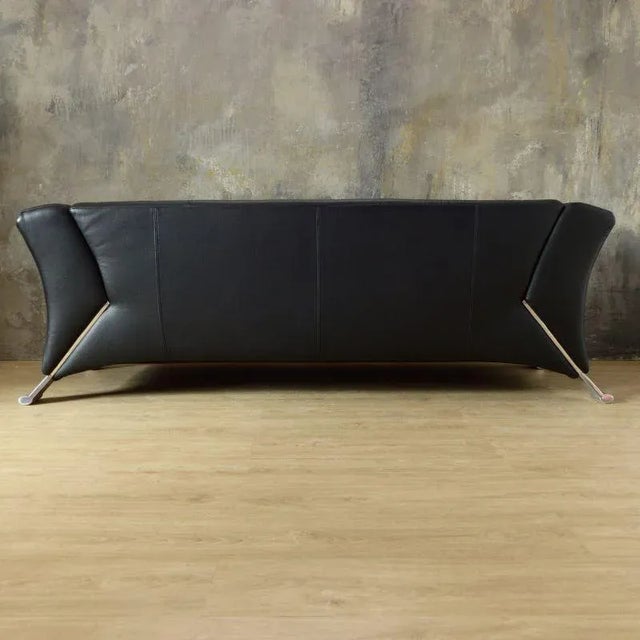 2000 - 2009 Black Leather 3-Seat Sofa by Rolf Benz, 2000s For Sale - Image 5 of 9