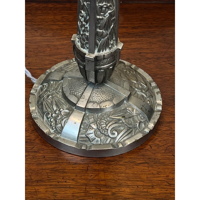 Vintage French Art Deco Frosted Glass Table Lamp by Muller Frères Lunéville C. 1920 For Sale - Image 11 of 13
