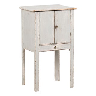 19th Century Small Swedish Original Gray Painted Pine Cabinet Nightstand For Sale