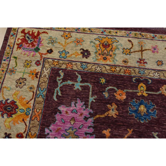 Textile Anatolia Rug 8’11” X 11’6” Purple Wool Modern Hand-Knotted Oriental Carpet For Sale - Image 7 of 15