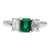 1.07 Carat Square-Cut Emerald and Diamond Three Stone Platinum Ring Size 6.5 For Sale