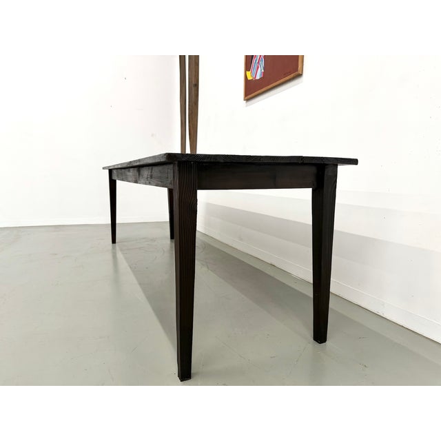 Large Farmhouse Shou Sugi Ban Table in Burnt Wood, 1950s For Sale - Image 9 of 18