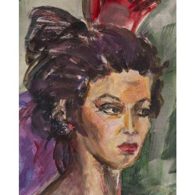 Oil on cardboard, painting depicting an Andalusian woman by Evelyne Luez. Painting, oil on cardboard by Evelyne Luez, 20th...