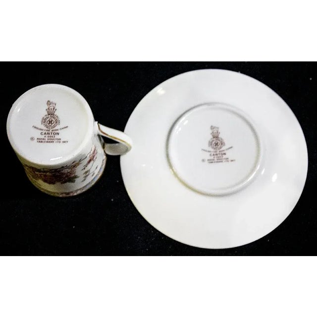 1960s Royal Doulton China Canton Pattern - 12 Demitasse Cups & Saucers For Sale - Image 5 of 7