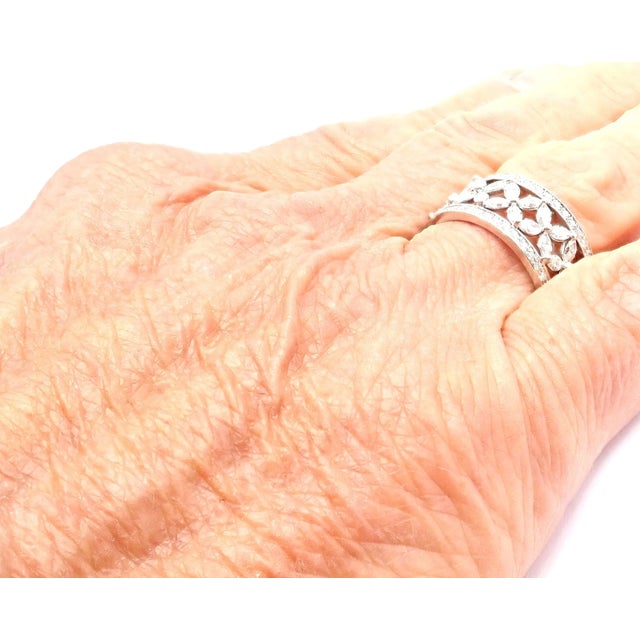 Metal Tiffany & Co. Victoria Platinum Diamond Wide Band Ring, Size 7.25 For Sale - Image 7 of 8