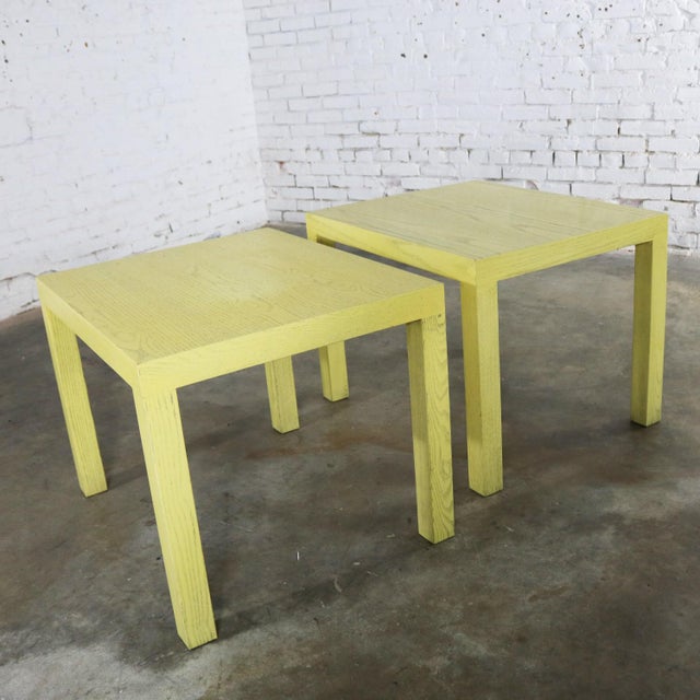1950s Mid Century Modern Blonde Cerused Oak Parsons End Tables Style Wormley for Dunbar For Sale - Image 5 of 13