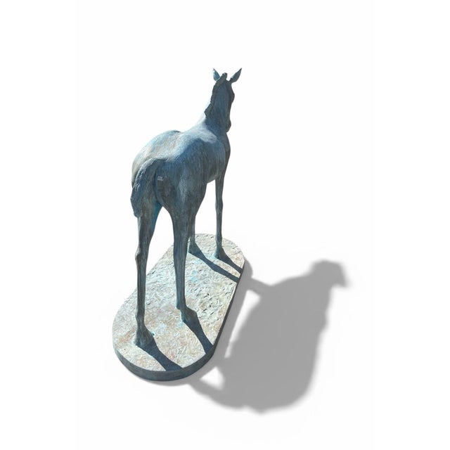 2000- 2009 Mid-Century Modern Style Verdigris Bronze Life-Size Foal Sculpture For Sale - Image 4 of 6