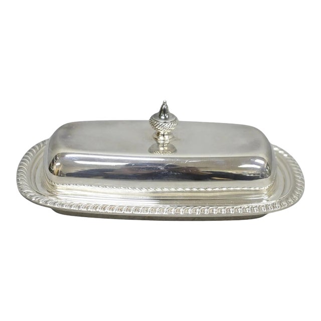 Vintage Oneida Silver Plated Covered Butter Dish W/ Glass Liner (B) For Sale