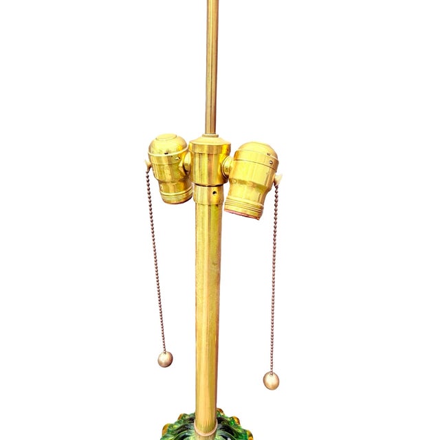 Mid-Century Modern Seguso Green Murano Glass Table Lamp With Bronze Ormolu Mounts, Circa 1960 For Sale - Image 3 of 13