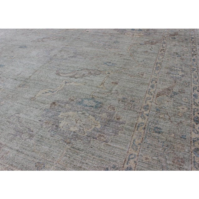 Angora Oushak Turkish Rug by Keivan Woven Arts, Light Blue & Cream, 8'9 X 10'8 For Sale In Atlanta - Image 6 of 8