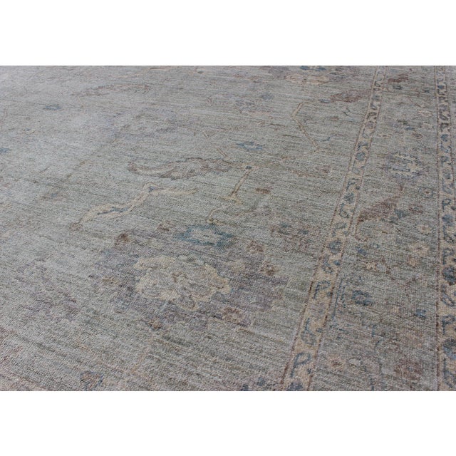 Keivan Woven Arts Angora Oushak Turkish Rug in Shades of Light Blue and Cream For Sale In Atlanta - Image 6 of 8