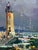 Gray Oil Painting Ships Moored at the Lighthouse Yuriy Suprunchuk For Sale - Image 8 of 11