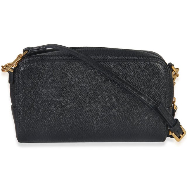 Christian Dior Black Grained Calfskin Caro Double Pouch For Sale - Image 4 of 9