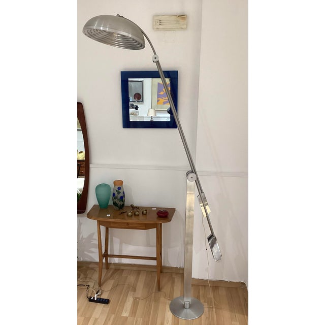 Contemporary Vintage Italian Adjustable Aluminum Floor Lamp, 1970s For Sale - Image 3 of 15