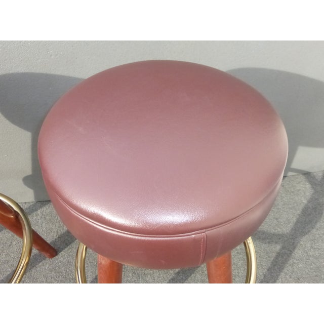 MidCentury Modern Brown Vinyl Bar Stools A Pair Chairish