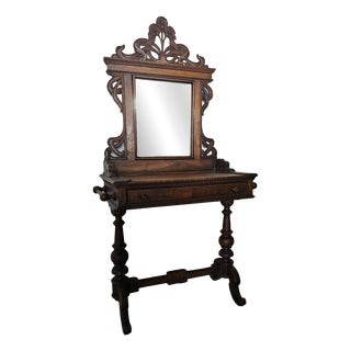 Italian Makeup Dressing Table in Walnut For Sale