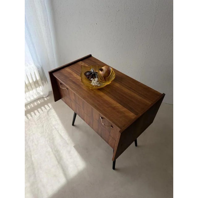 Mid-Century Drop-Front Chest in Walnut with Brass Handles For Sale - Image 5 of 16
