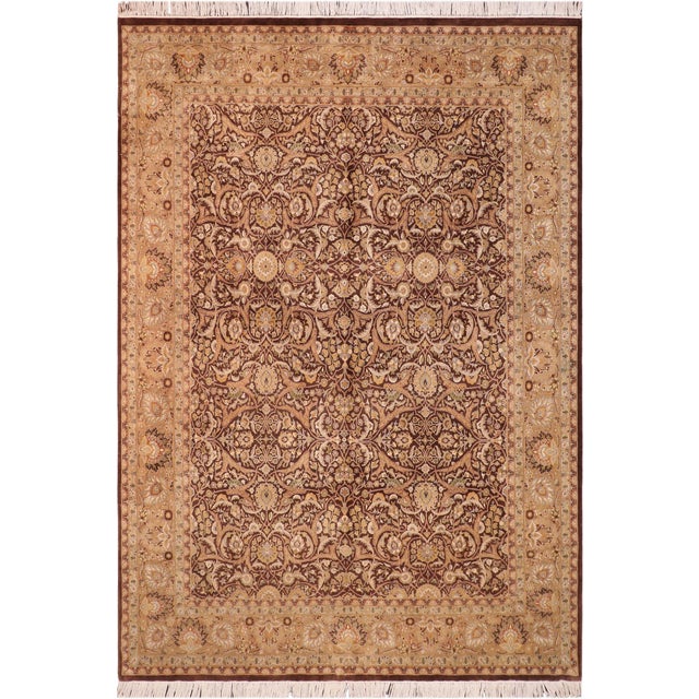 Shabby Chic 1990's Floral Pak-Persian Brown/Tan Wool Rug - 7'11'' X 10'6'' For Sale - Image 9 of 9