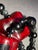Late 20th Century Art Glass Necklace With Ruby Red Square Beads, Black Onyx and Agate With Sterling Silver Clasp. For Sale - Image 5 of 6