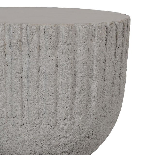 Contemporary Cove Cement Round Outdoor Side Table For Sale - Image 3 of 3