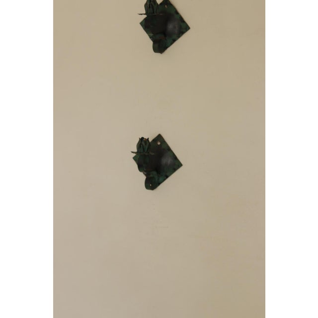 Vintage Swedish Verdigris Sconces in Metal, Set of 2 For Sale - Image 5 of 18