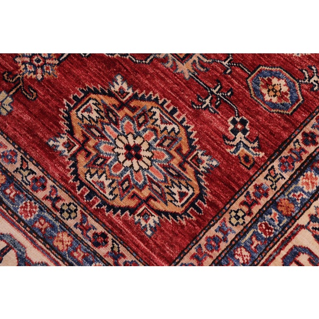 Southwestern Super Kazak Red/Beige Wool Rug - 5'9'' X 7'9'' For Sale - Image 4 of 10