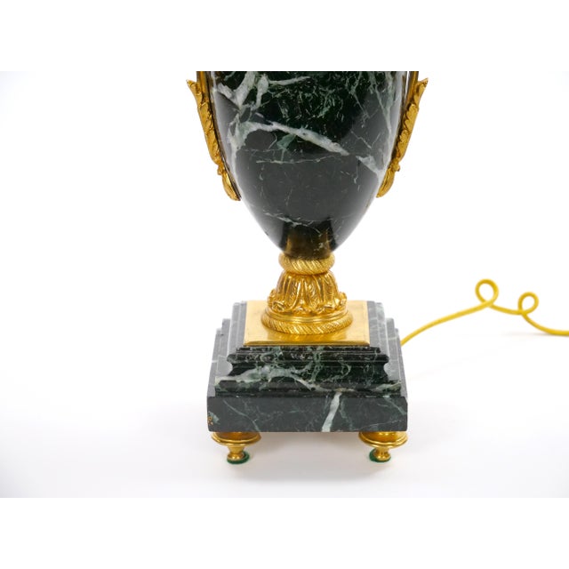 Late 19th Century Pair Bronze-Mounted Antico-Verde Marble Urn-Form Table Lamps French, 19th Cent For Sale - Image 5 of 13