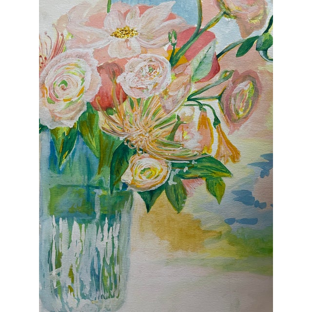 An original still life water color painting on paper. Pastel colors reminiscent of surrealist times. Comes unframed