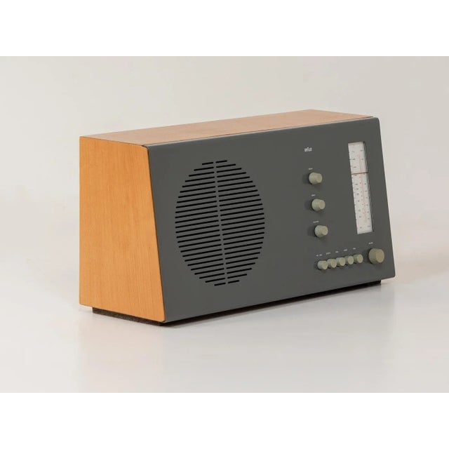 Design classic rt 20 by dieter rams for braun from 1961. Table radio with veneered wooden housing in ash and gray painted...