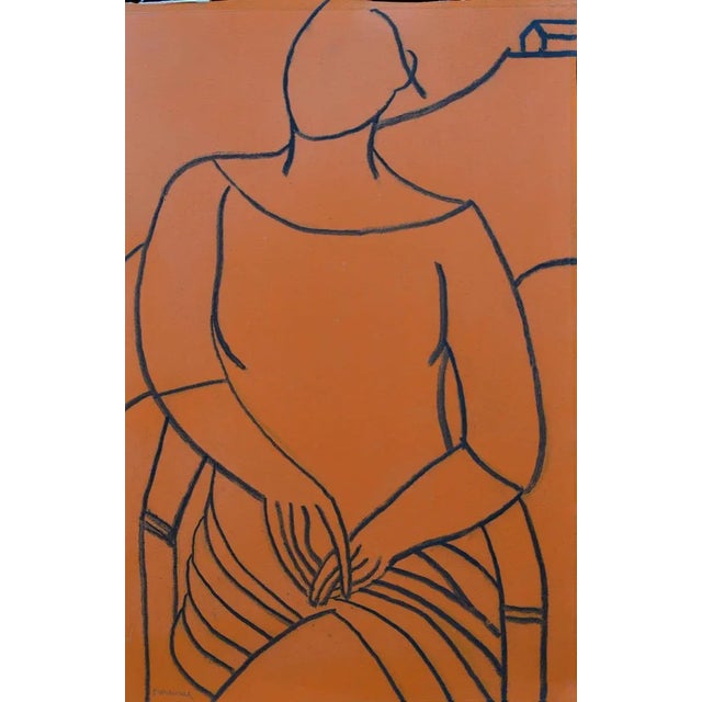 Contemporary 'Orange Mono Figure' Contemporary Mixed Media Figurative Painting by John Emanuel For Sale - Image 3 of 3