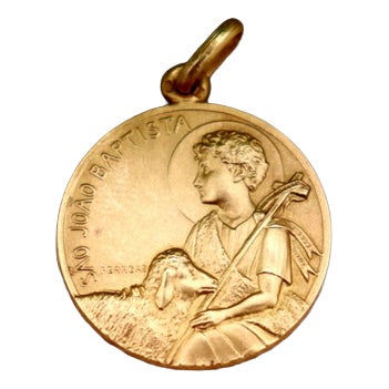 Saint John the Baptist 19.2k Gold Pendant For Sale