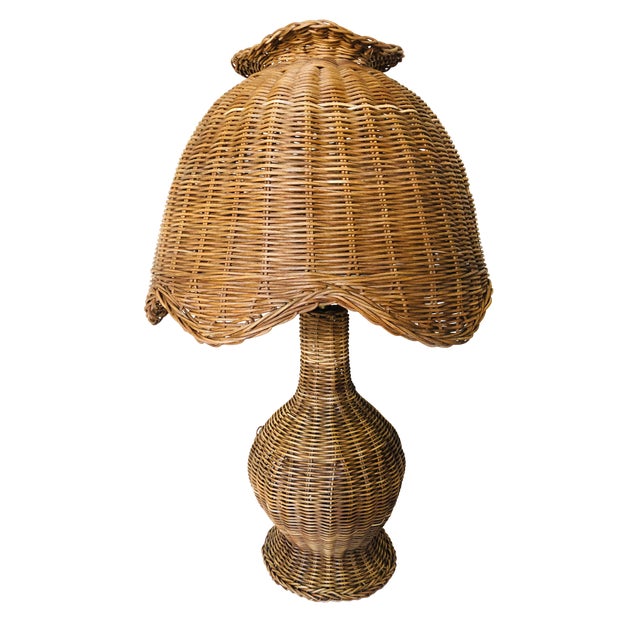 Vintage Wicker Table Lamp For Sale