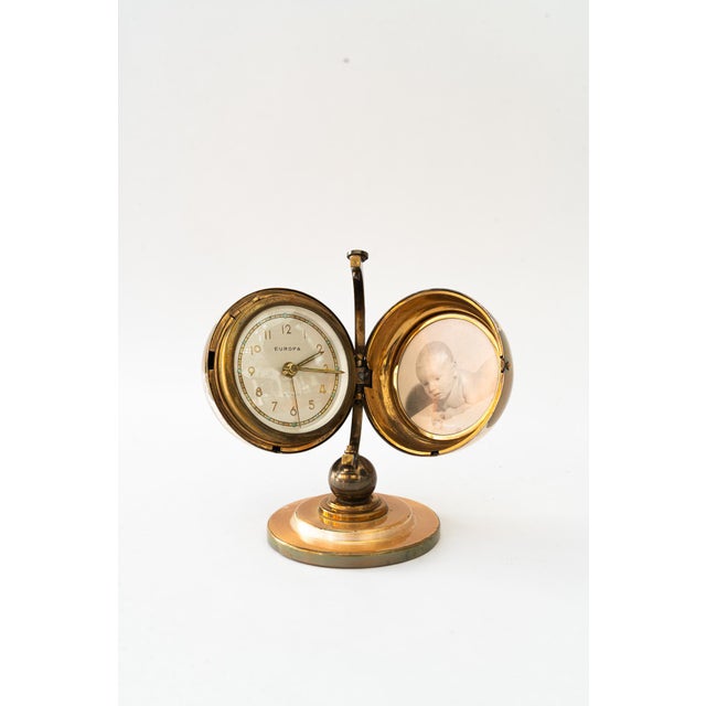 Mid-Century Modern Table Clock from Europa, Vienna, Austria, 1950s For Sale - Image 3 of 14