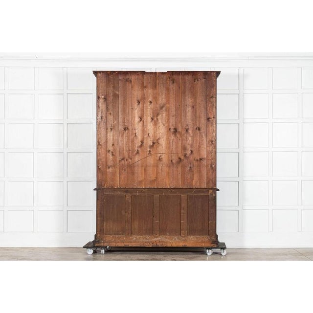 Large 19th Century English Ebonised Oak Glazed Bookcase, 1880s For Sale - Image 16 of 17