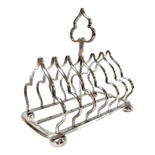 Antique Elkington & Co. English Silverplate Toast Rack, Six-Slice For Sale