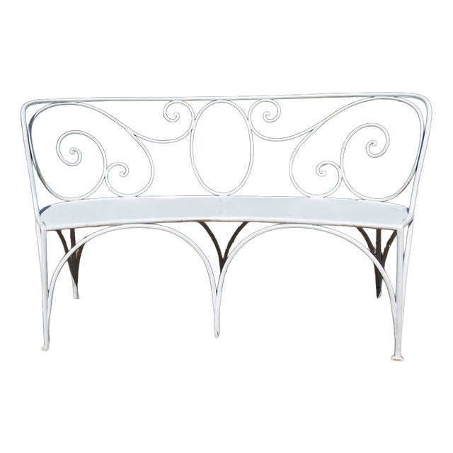 Wrought Iron Garden Bench, 1920s For Sale