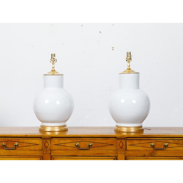 Pair of Asian Porcelain Ginger Jars Table Lamps - USA Wired For Sale - Image 9 of 9