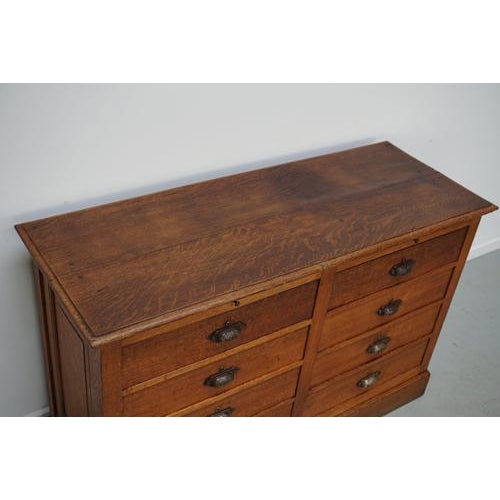 Wood Antique French Oak Shop Counter Kitchen Island, Early 20th Century For Sale - Image 7 of 18