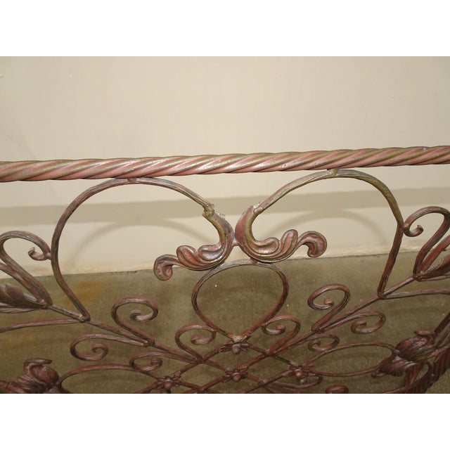 Vintage Three Panel Brown Metal Fireplace Screen Scrolls & Flourishes For Sale - Image 10 of 12