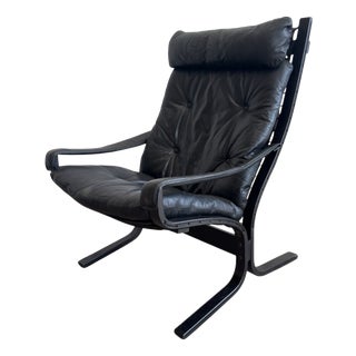 Vintage Siesta Lounge Chair in Black Leather by Ingmar Relling for Westnofa, 1963 For Sale
