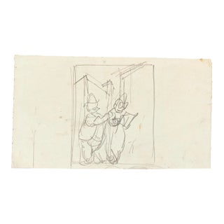 19th Century Figures Pencil on Paper by Gabriele Galantara For Sale