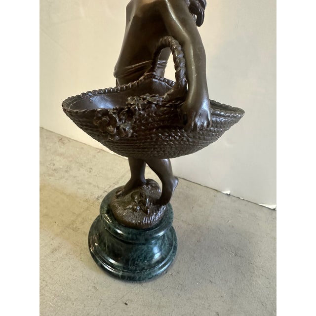 Small Bronze Sculpture of Young Boy With Baskets For Sale - Image 10 of 14