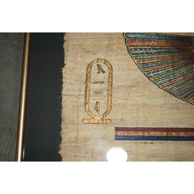 Large Egyptian Hand-Painted Papyrus of Winged Goddess Isis For Sale - Image 9 of 14