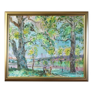 Mid-Century Modern 'Canopy of Light' Vintage Swedish Expressive Original Landscape Oil Painting, Framed For Sale
