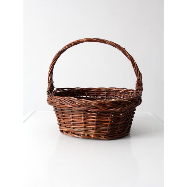 Vintage Wicker Gathering Basket For Sale - Image 13 of 14