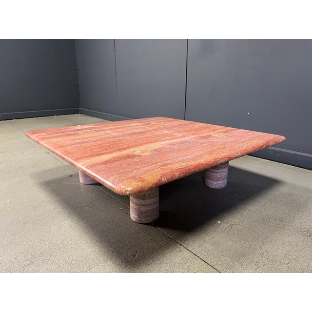 Stone Red Travertine Coffee Table by Angelo Mangiarotti for Up&Up, Italy, 1970s For Sale - Image 7 of 16