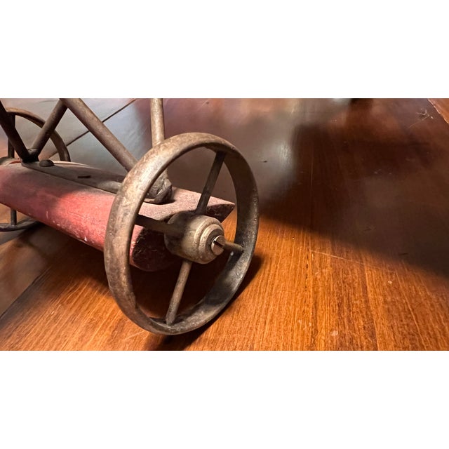Art Nouveau Early 1900‘s Wooden “Red Baron” Toy Bi-Plane Airplane, Collector’s Item. For Sale - Image 3 of 7