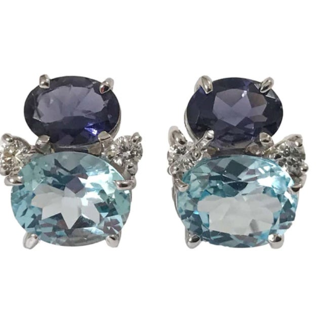 Green Christina Addison Mini Gum Drop Peridot and Citrine and Diamond Earrings For Sale - Image 8 of 12