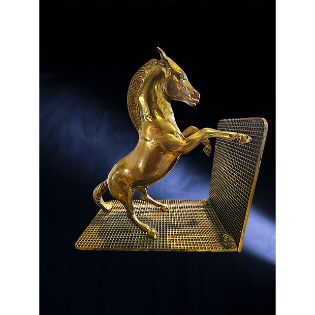 Gold Vintage Solid Brass Horse - Bookends Heavy Pair, 1970 Era For Sale - Image 8 of 10